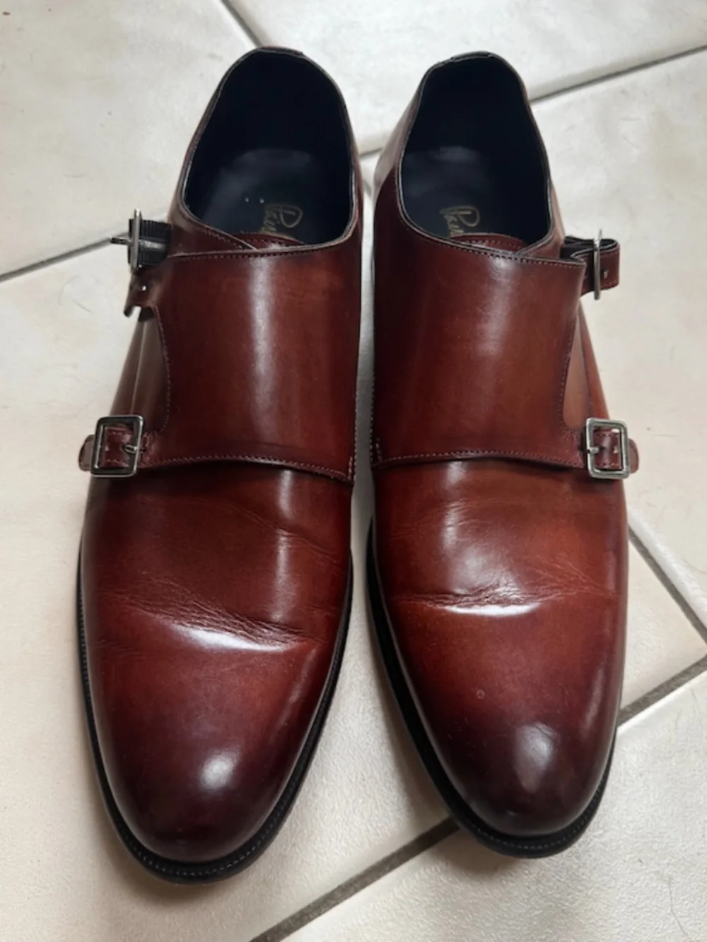Paul Evans Double Monk Strap Brown Leather Shoes in Size 10